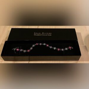 New in box Vintage Joan Rivers Floral Crystal Bracelet 7.5” Goldtone